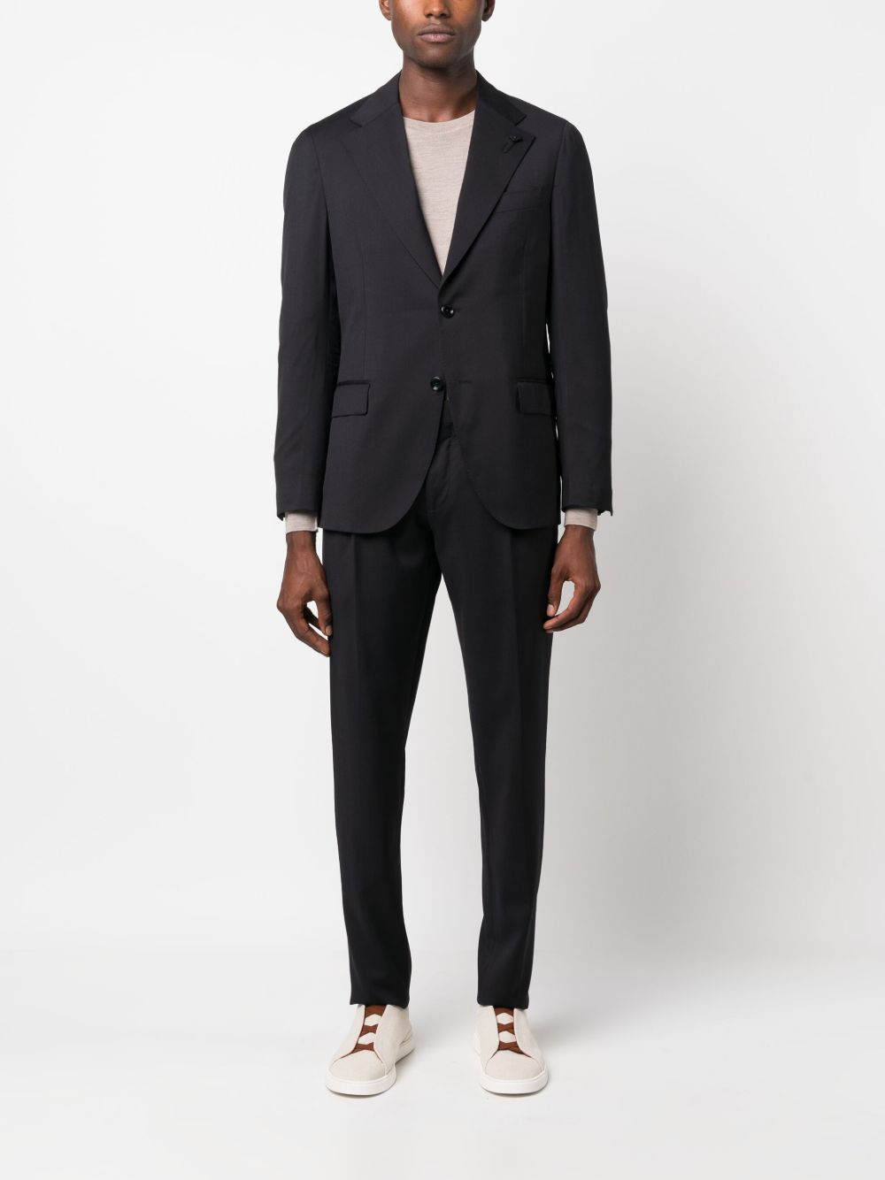 Maison-Kitsune Lardini single-breasted Wool Suit Set Blue Men Single Breasted Suits