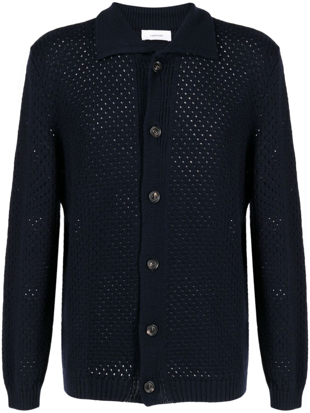 Lardini pointelle-knit Wool Cardigan Blue Men Cardigans Maison-Kitsune