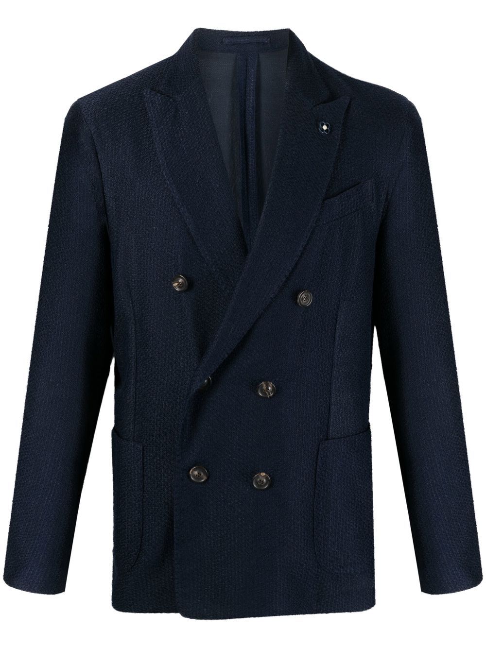 Lardini double-breasted logo-plaque Blazer Blue Men Blazers Maison-Kitsune