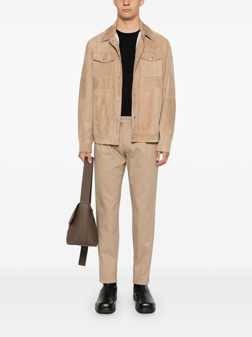 Maison-Kitsune Tapered Pants Men Lardini Tapered Trousers Brown