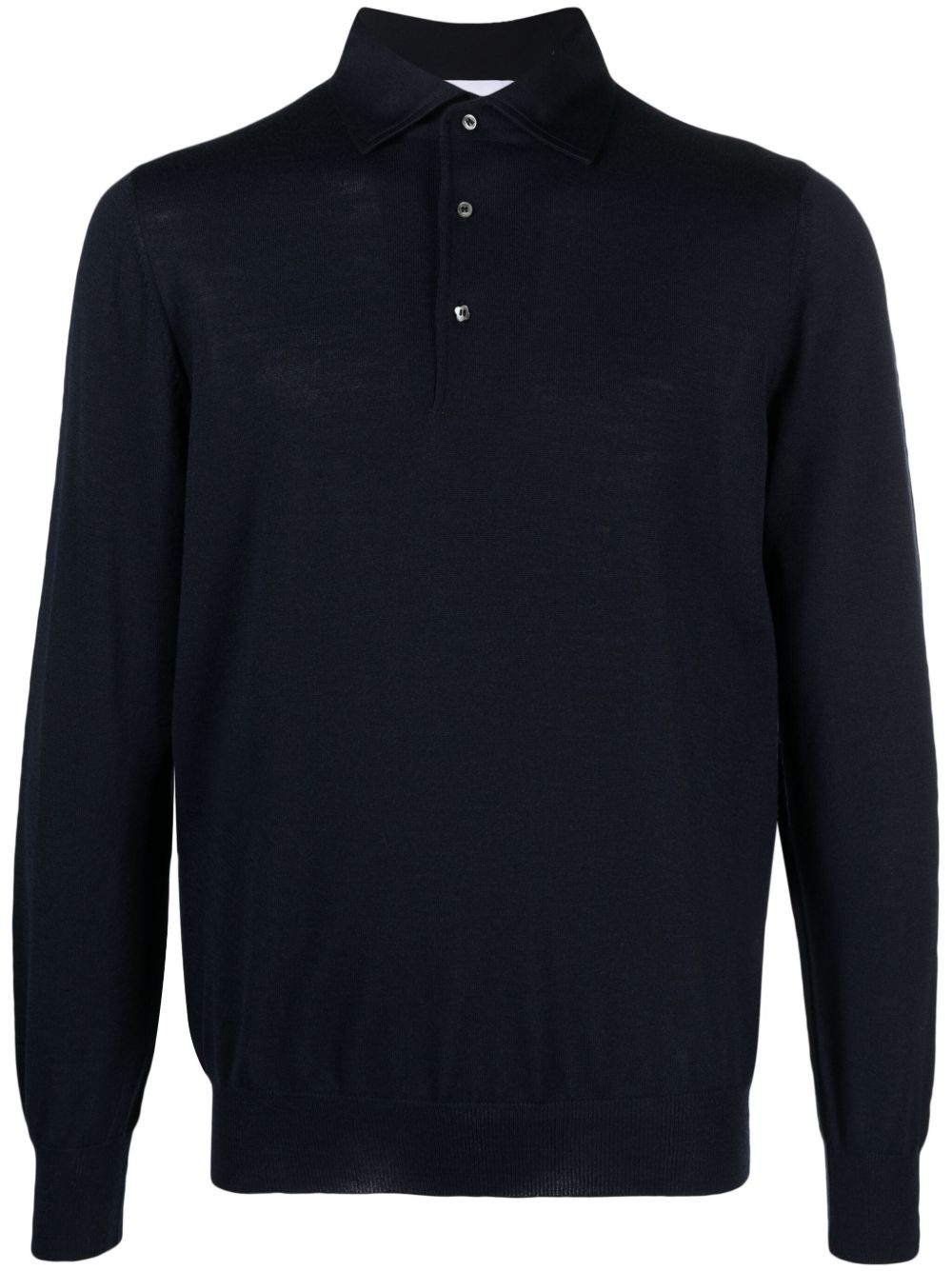 Maison-Kitsune Polo Shirts Men Lardini fine-knit Wool Polo Shirt Blue