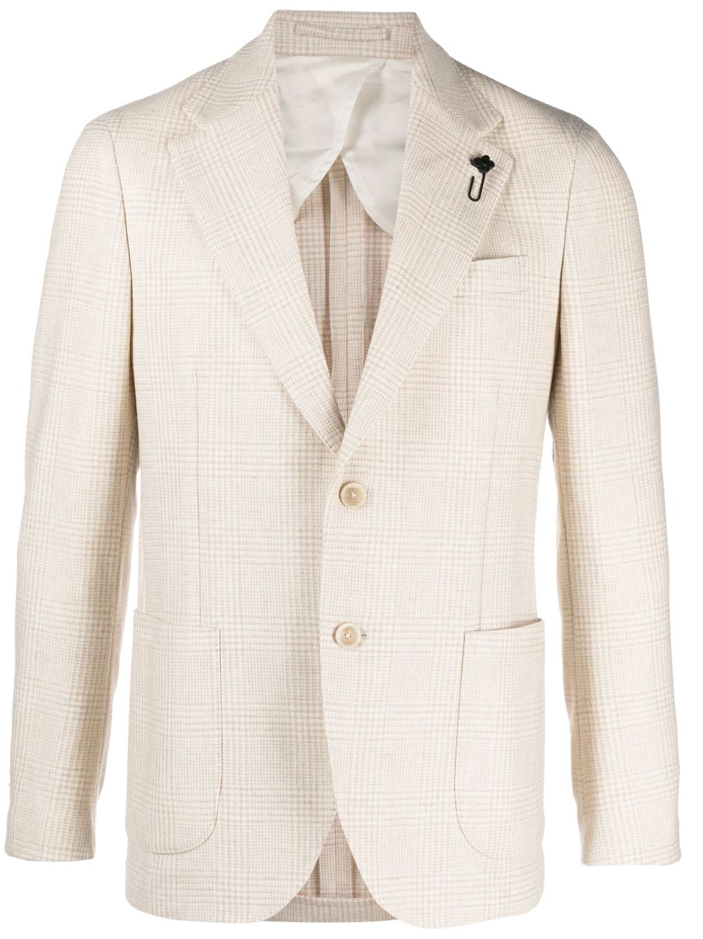 Men Blazers Maison-Kitsune Lardini prince-of-wales-check Wool Blazer Neutrals