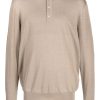 Men Polo Shirts Maison-Kitsune Lardini long-sleeve Knitted Polo Shirt Neutrals
