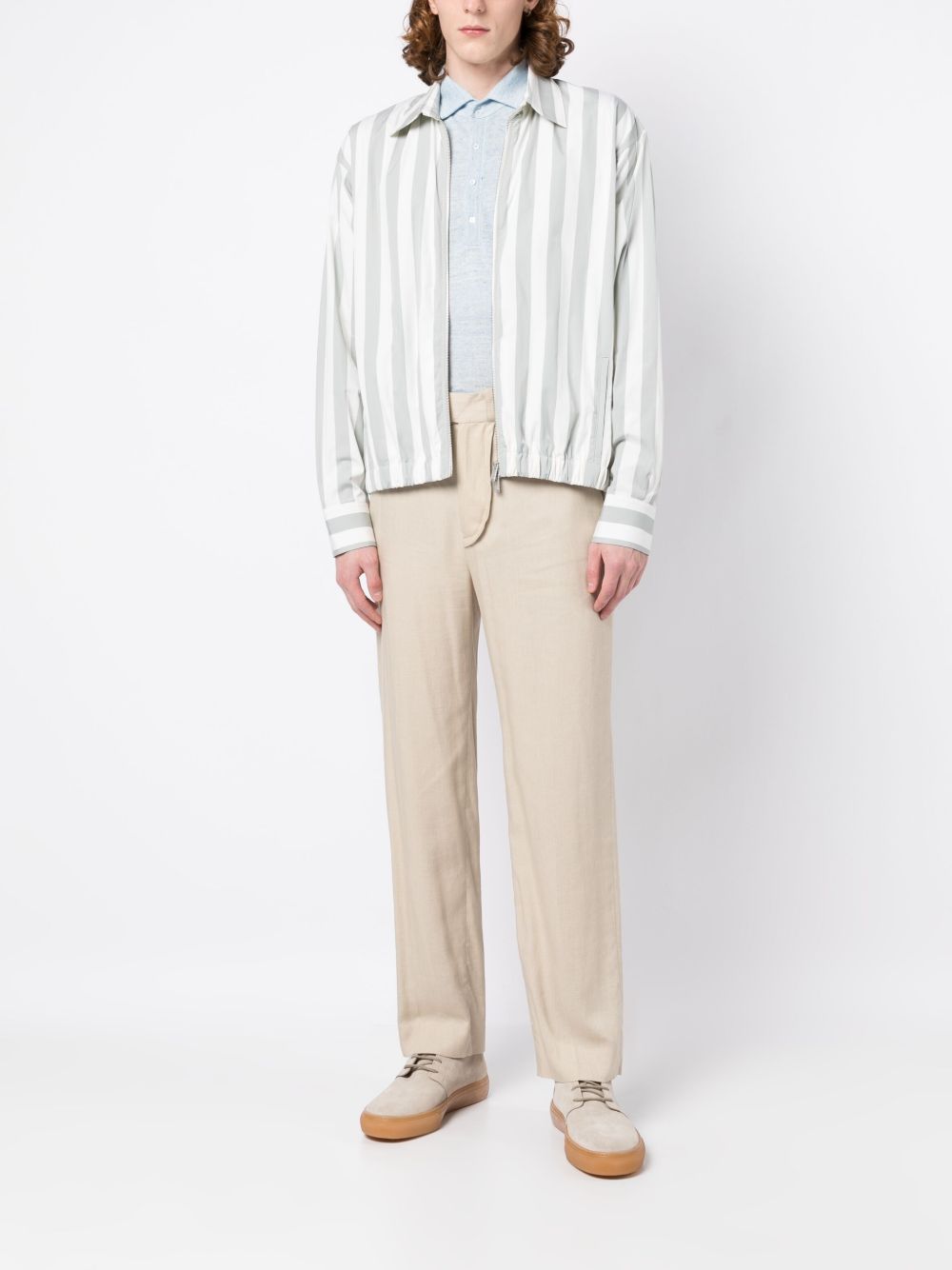 Lardini Striped zip-up Jacket Green Maison-Kitsune Men Bomber Jackets