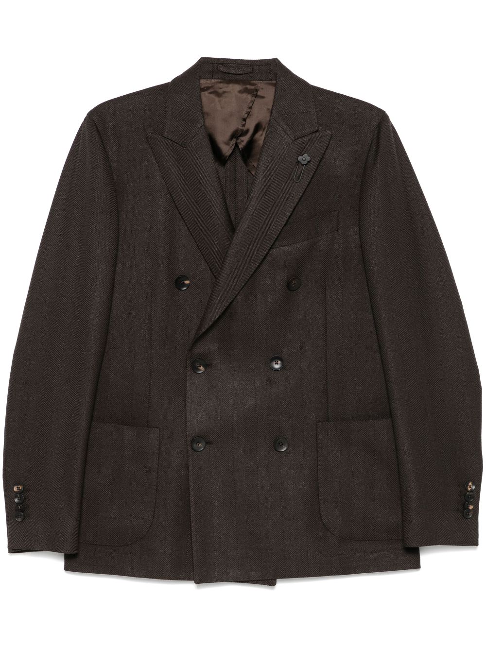 Lardini Herringbone Blazer Brown Maison-Kitsune Men Blazers