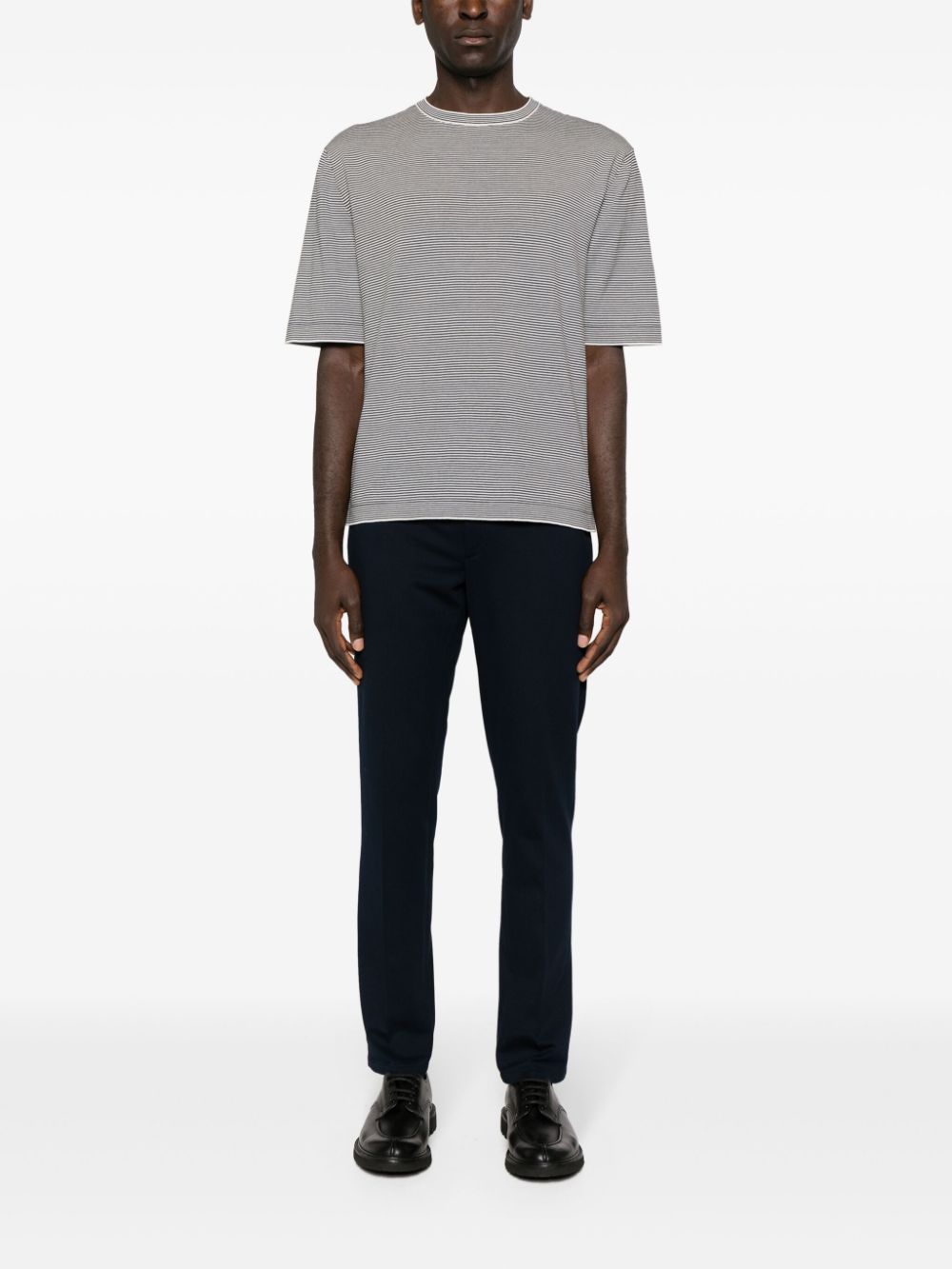 Lardini Striped Cotton T-shirt White Maison-Kitsune Men T-Shirts