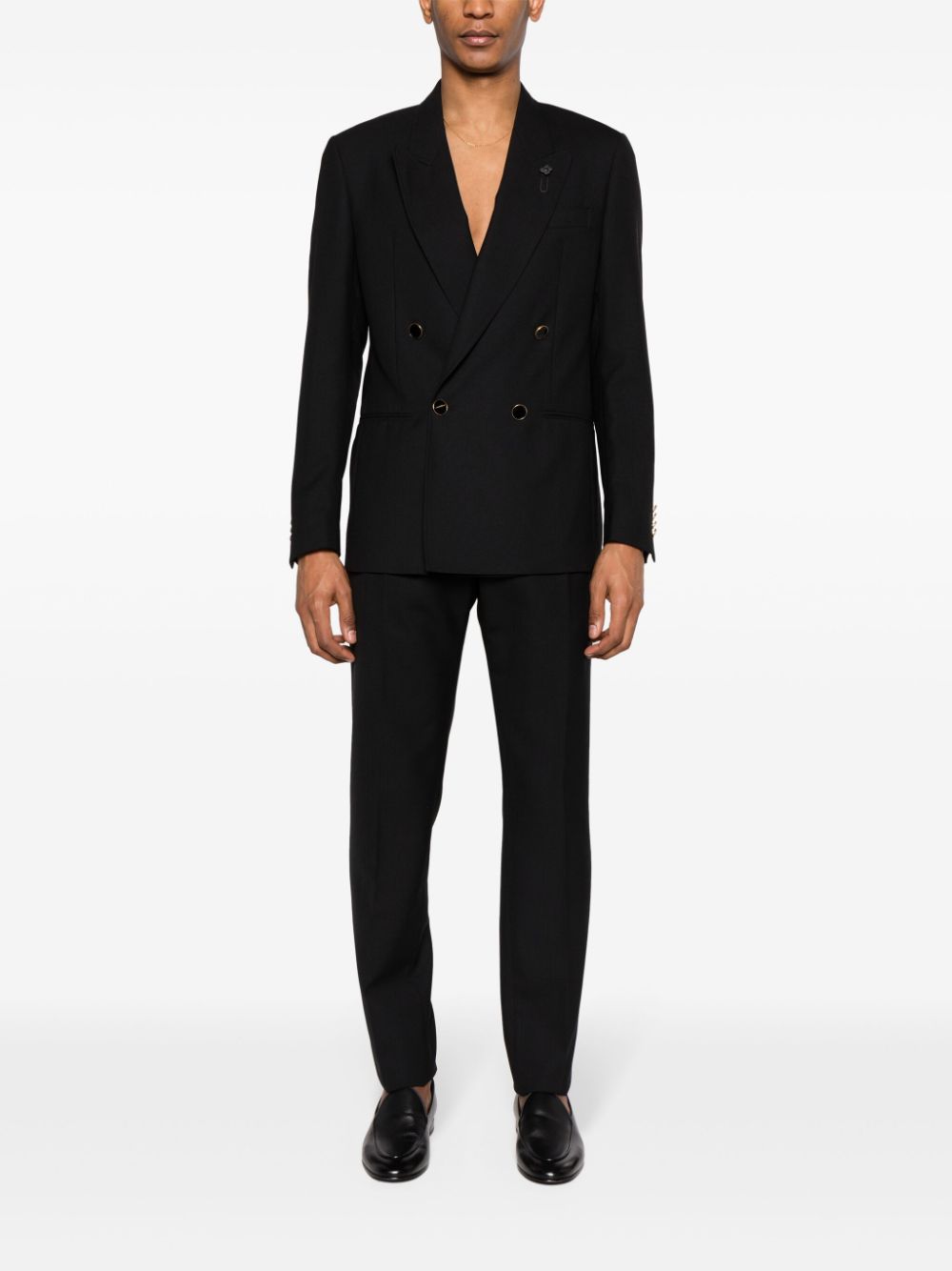 Maison-Kitsune Blazers Men Lardini double-breasted Wool Blazer Black