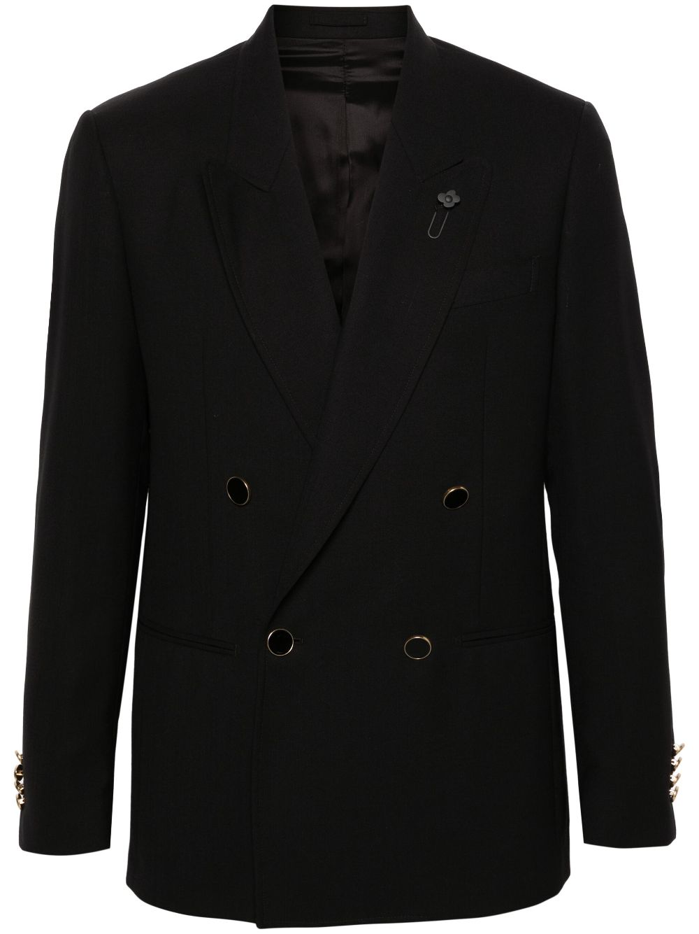 Maison-Kitsune Blazers Men Lardini double-breasted Wool Blazer Black