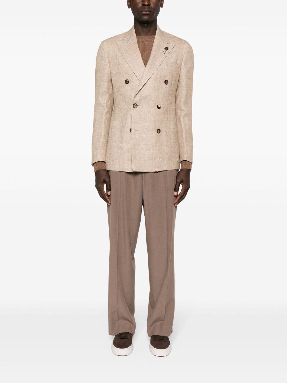 Lardini double-breasted Linen Blend Blazer Neutrals Men Blazers Maison-Kitsune