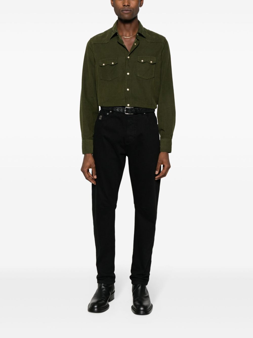 Lardini classic-collar Cotton Shirt Green Men Shirts Maison-Kitsune