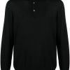 Maison-Kitsune Lardini fine-knit Wool Polo Shirt Black Men Polo Shirts
