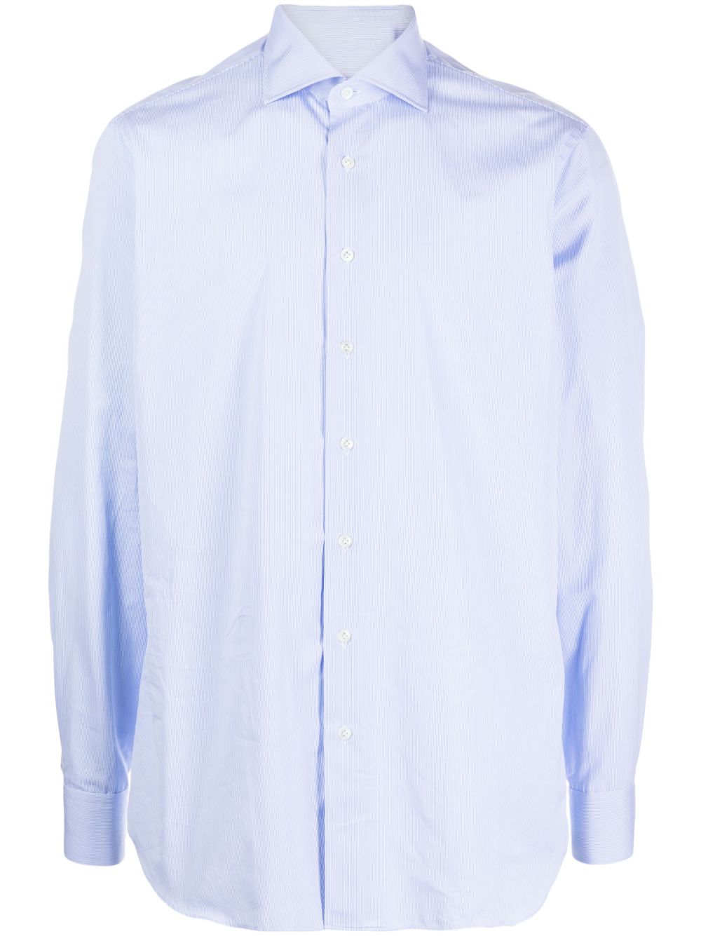 Men Shirts Maison-Kitsune Lardini Striped Poplin Cotton Shirt Blue
