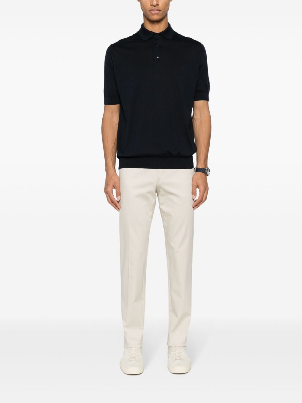Lardini logo-embroidered Cotton Polo Shirt Blue Maison-Kitsune Men Polo Shirts