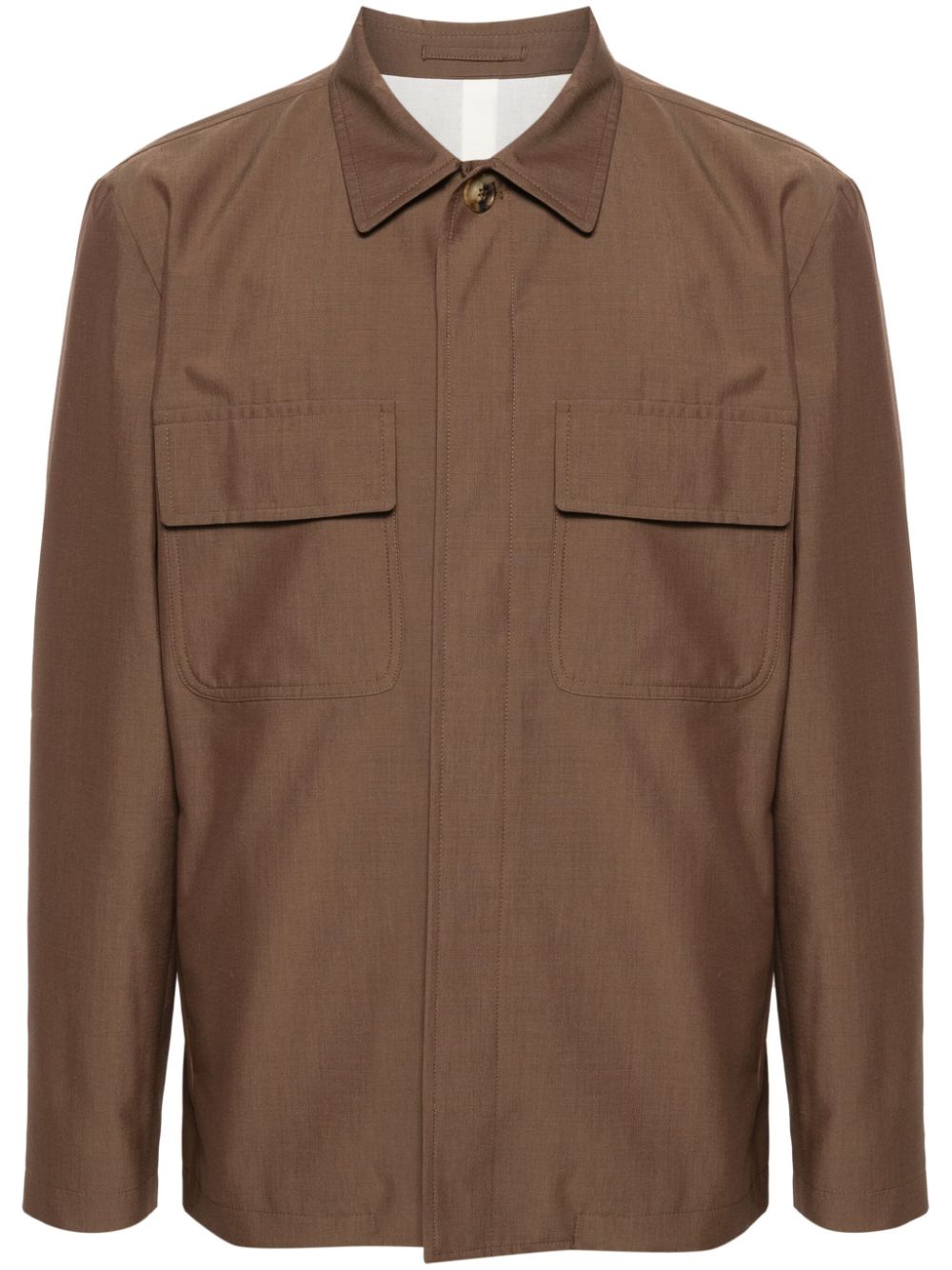 Men Shirt Jackets Maison-Kitsune Lardini spread-collar Shirt Jacket Brown