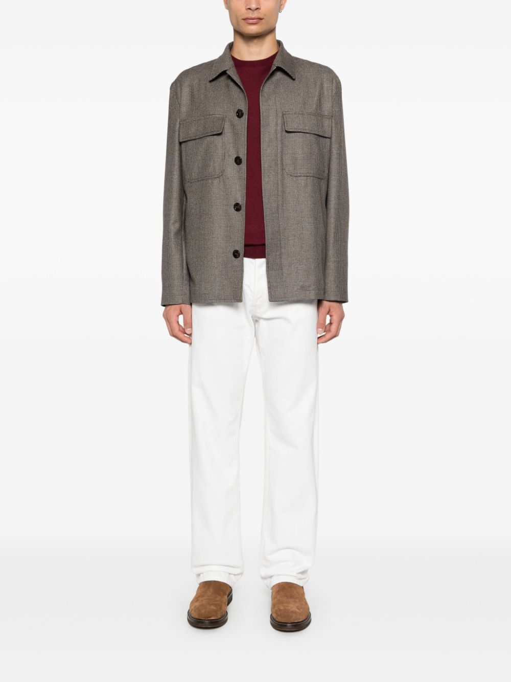 Lardini Houndstooth Jacket Brown Men Shirt Jackets Maison-Kitsune