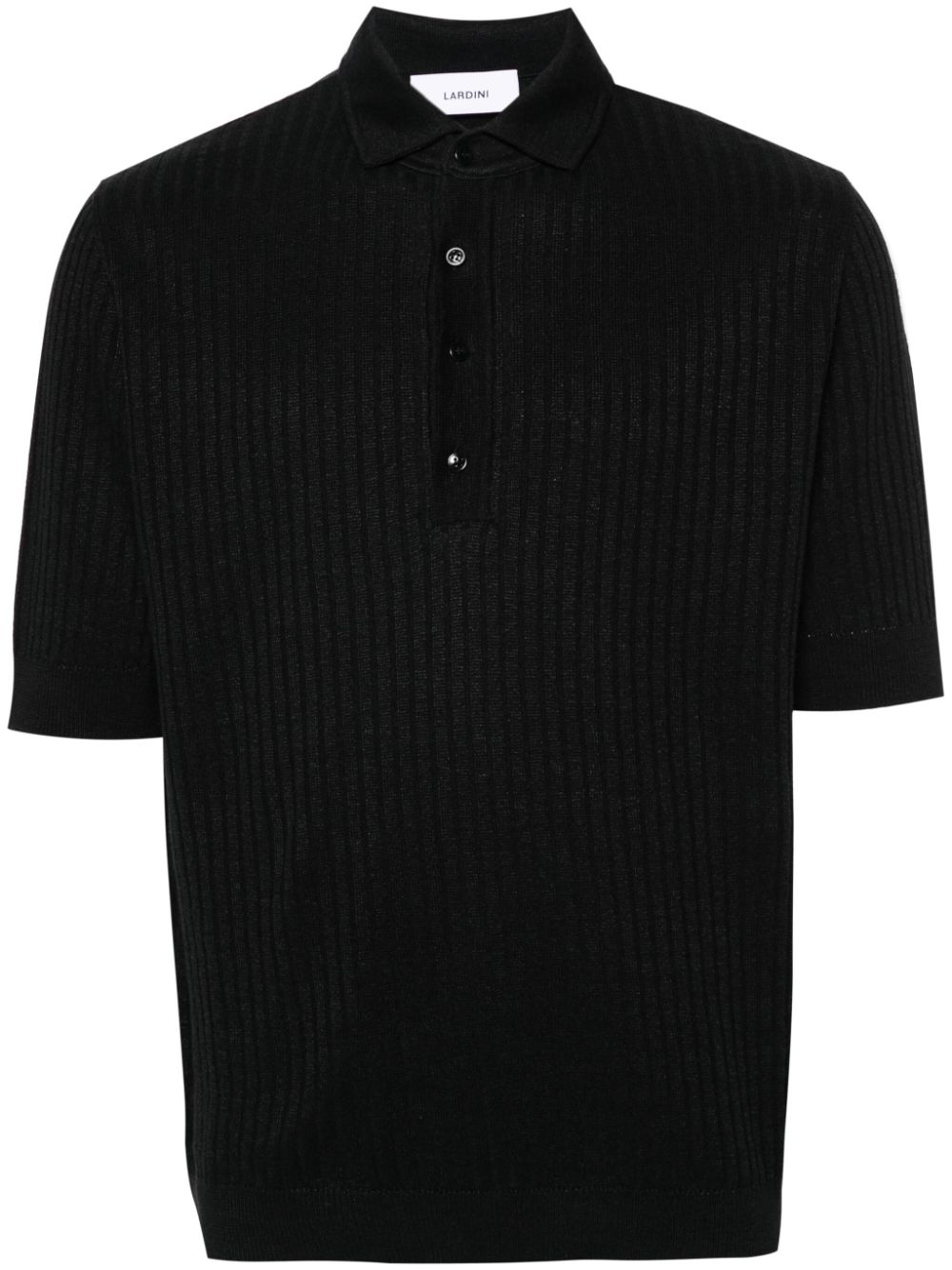 Maison-Kitsune Lardini ribbed-knit Polo Shirt Black Men Polo Shirts
