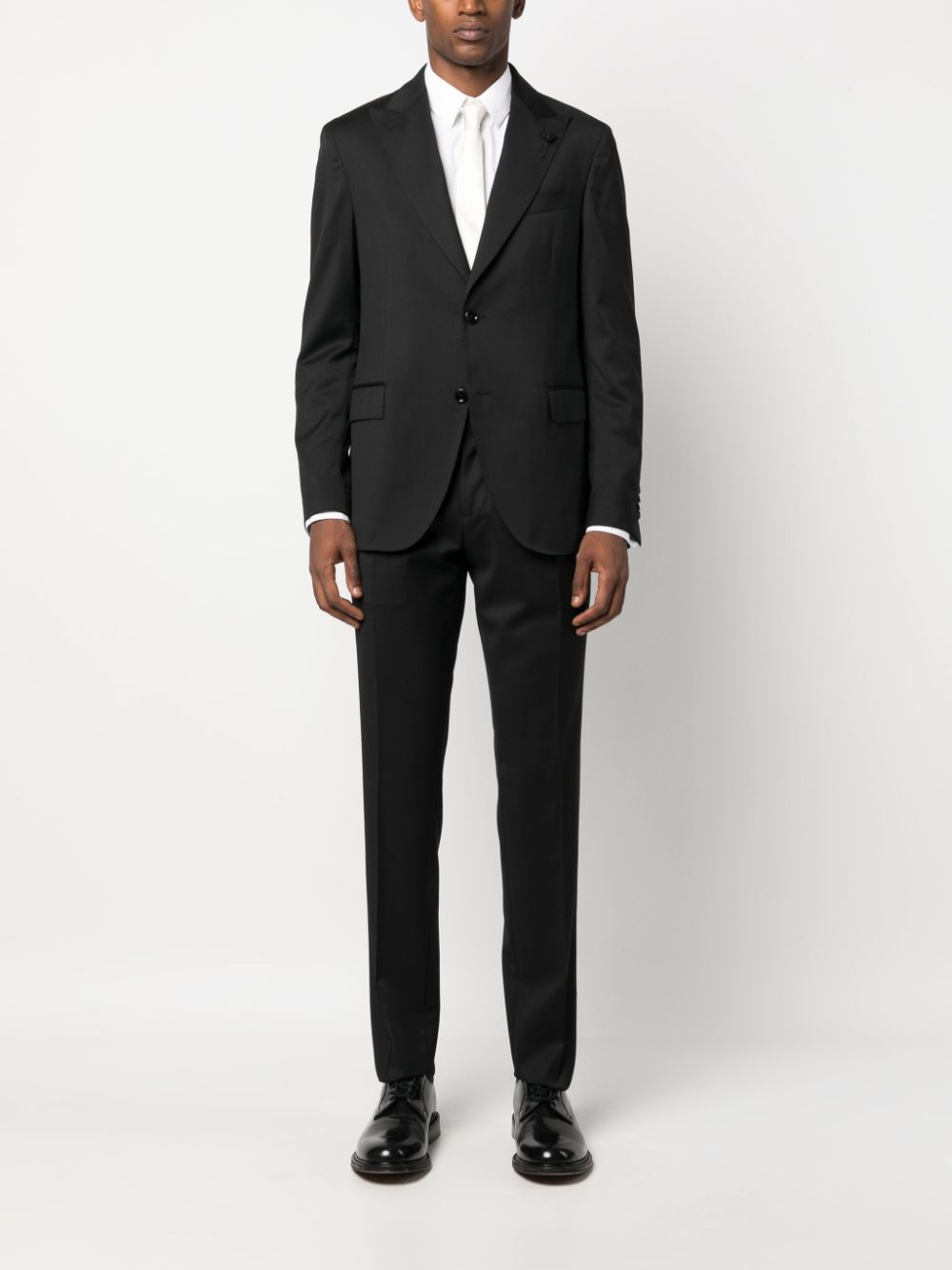 Men Single Breasted Suits Maison-Kitsune Lardini single-breasted two-piece Wool Suit Black