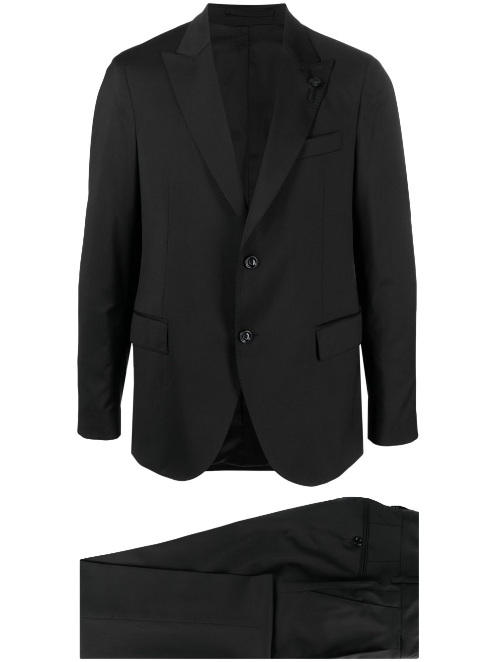 Men Single Breasted Suits Maison-Kitsune Lardini single-breasted two-piece Wool Suit Black
