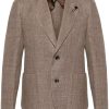 Men Blazers Maison-Kitsune Lardini single-breasted Linen Blend Blazer Brown