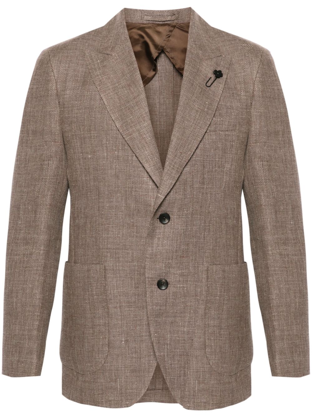Men Blazers Maison-Kitsune Lardini single-breasted Linen Blend Blazer Brown