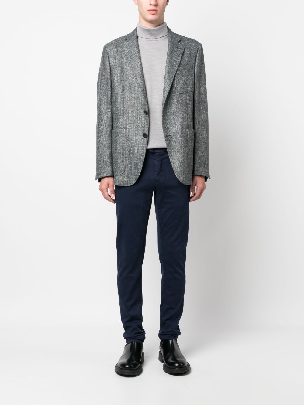 Maison-Kitsune Knitted Sweaters Men Lardini roll-neck fine-knit Wool Jumper Grey