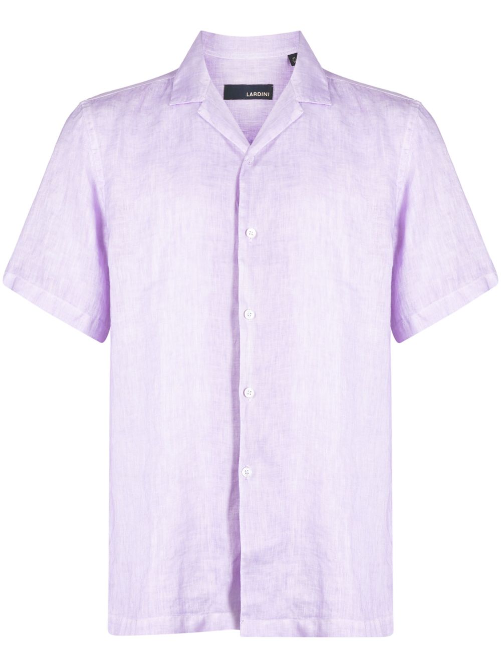 Lardini short-sleeved Linen Shirt Purple Maison-Kitsune Men Shirts