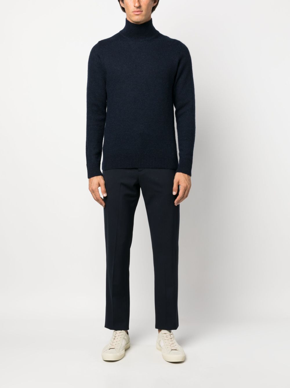 Lardini fine-knit roll-neck Jumper Blue Men Knitted Sweaters Maison-Kitsune