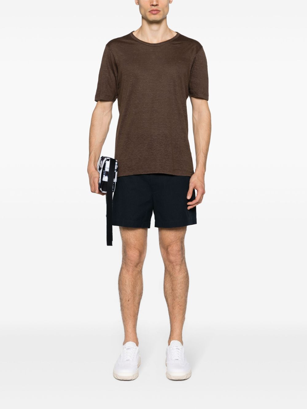 Maison-Kitsune Lardini short-sleeve Linen T-shirt Brown Men T-Shirts