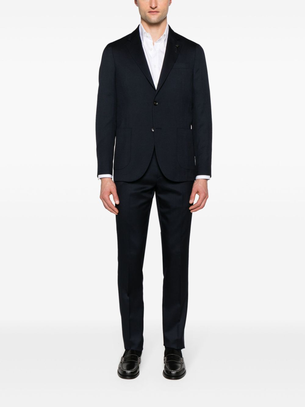 Maison-Kitsune Lardini single-breasted Twill Suit Blue Men Single Breasted Suits