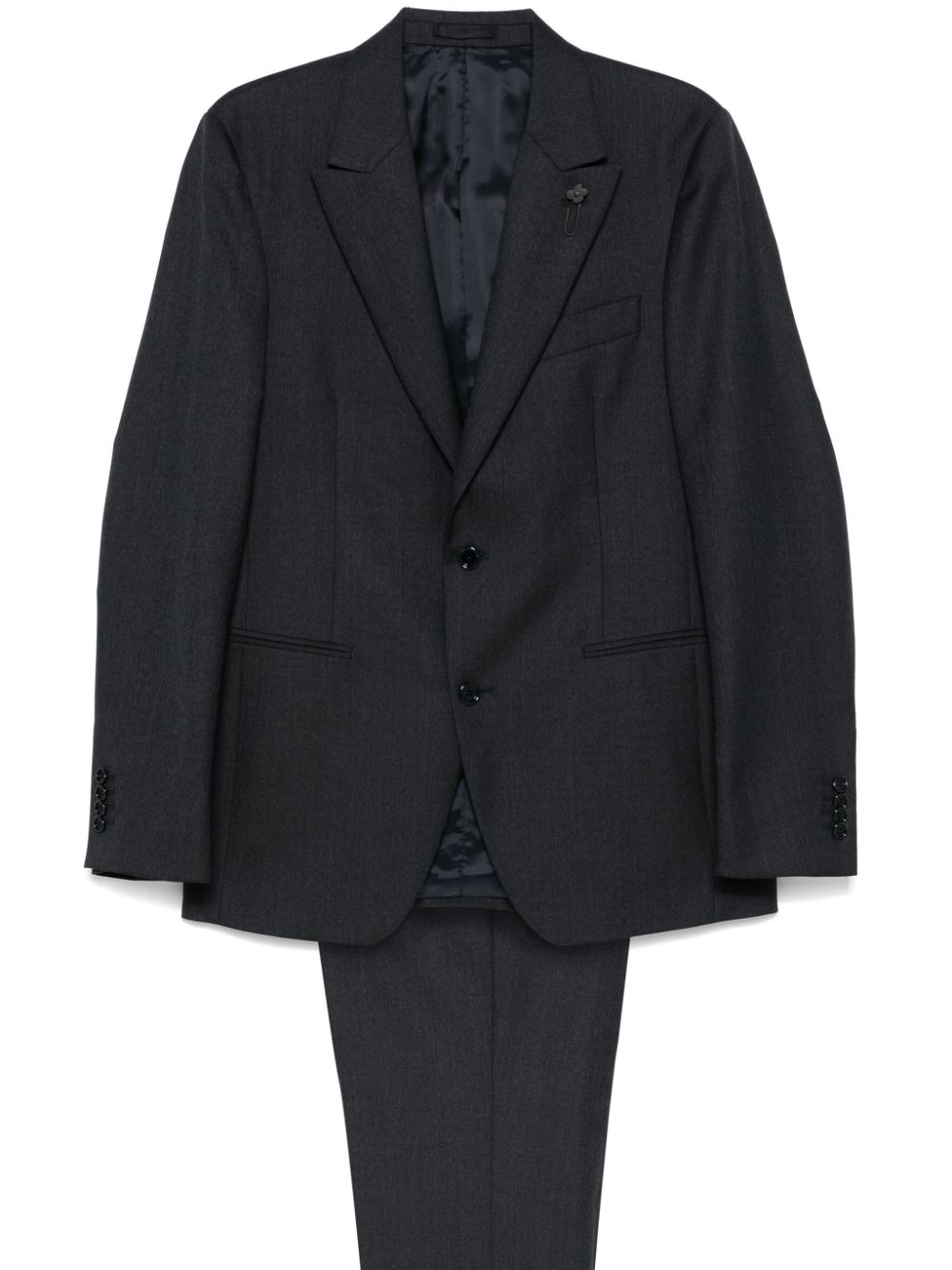 Maison-Kitsune Single Breasted Suits Men Lardini Virgin Wool Suit Blue