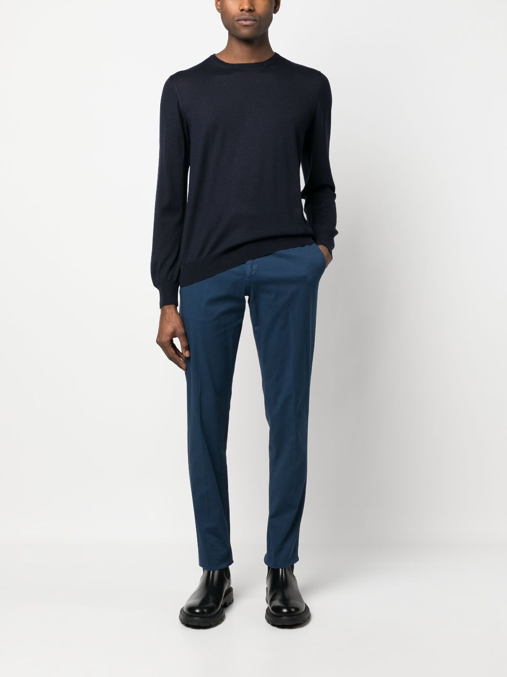 Men Tailored Pants Maison-Kitsune Lardini straight-leg Tailored Trousers Blue