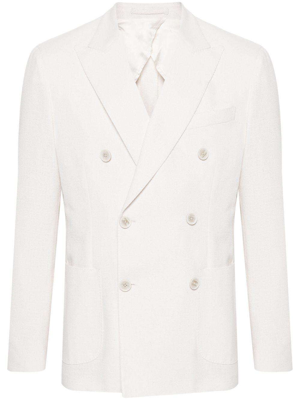 Men Blazers Maison-Kitsune Lardini floral-brooch double-breasted Blazer Neutrals