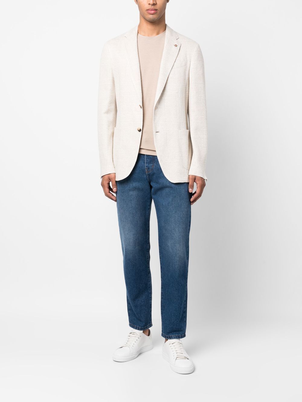 Lardini Checked single-breasted Blazer Neutrals Maison-Kitsune Men Blazers