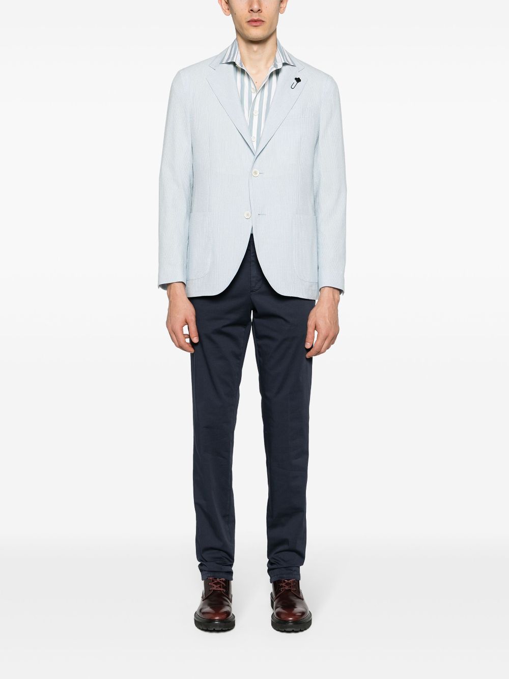 Maison-Kitsune Lardini Striped single-breasted Blazer Blue Men Blazers