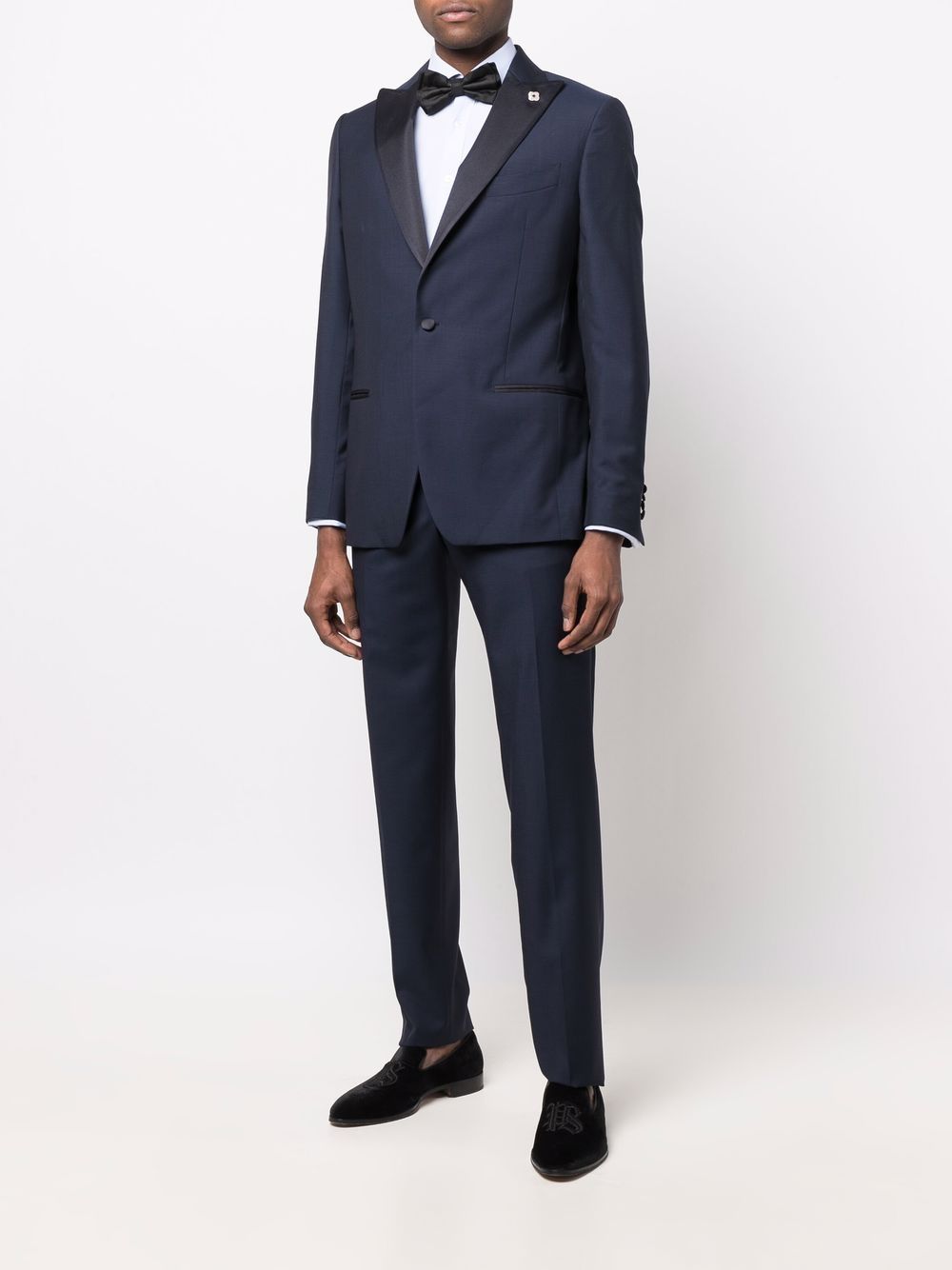 Maison-Kitsune Single Breasted Suits Men Lardini Wool single-breasted Suit Blue