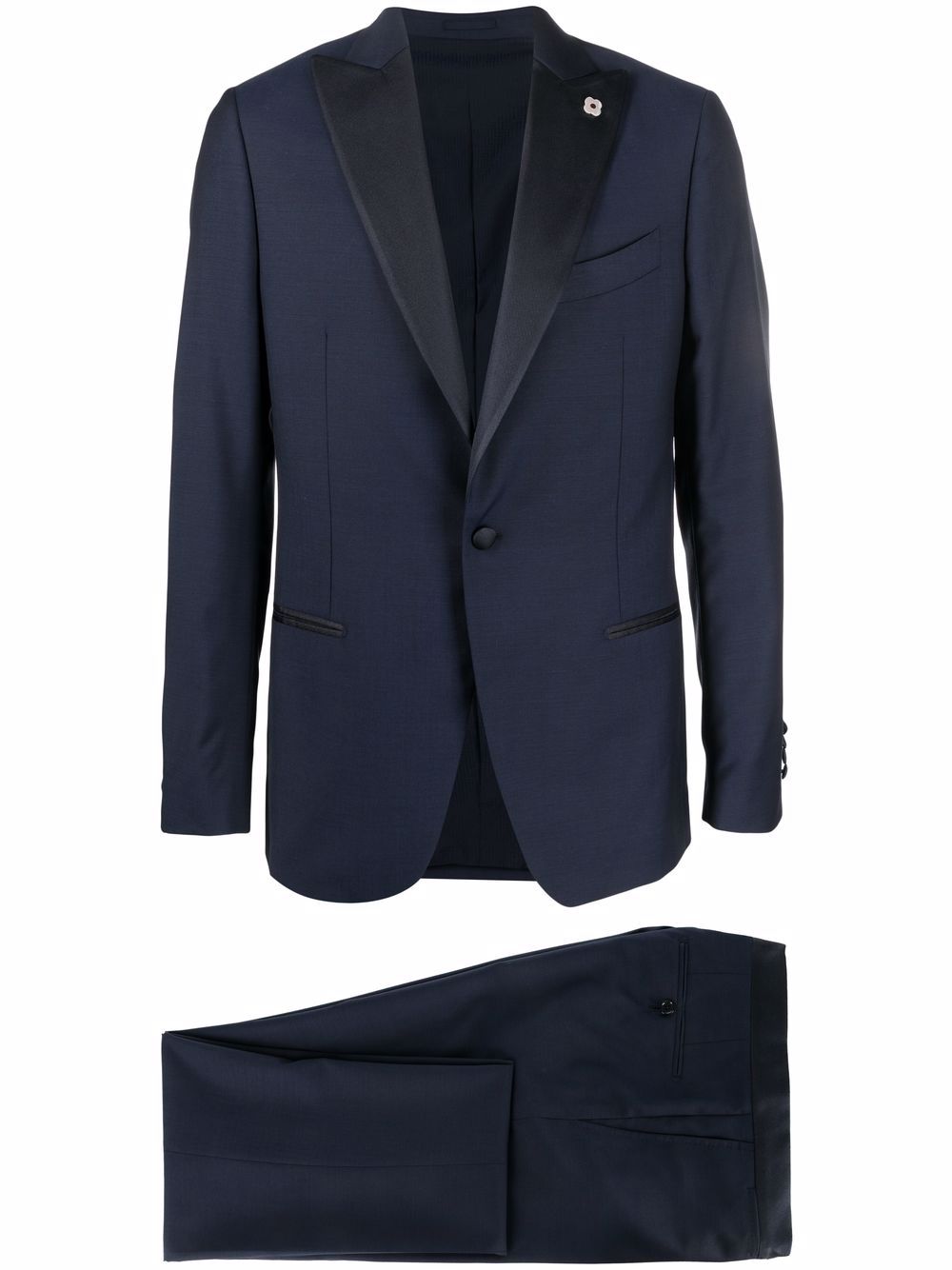 Maison-Kitsune Single Breasted Suits Men Lardini Wool single-breasted Suit Blue