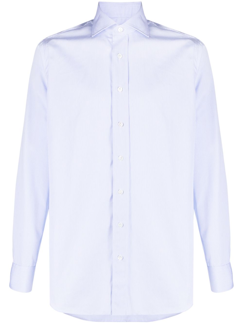 Maison-Kitsune Shirts Men Lardini stripe-pattern Cotton Shirt Blue
