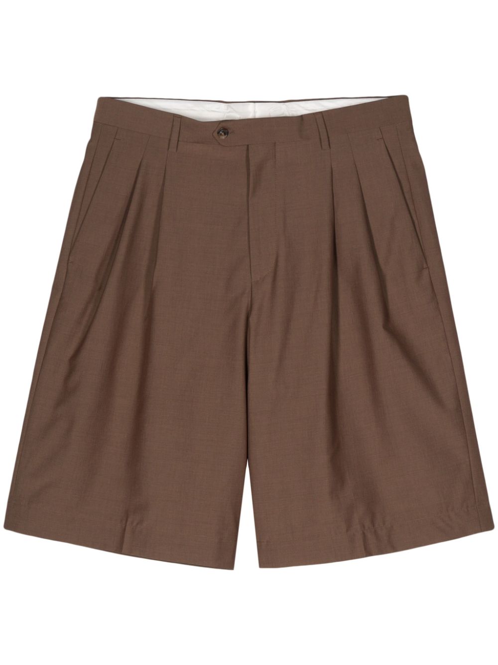 Maison-Kitsune Lardini Pleated Tailored Shorts Brown Men Tailored Shorts