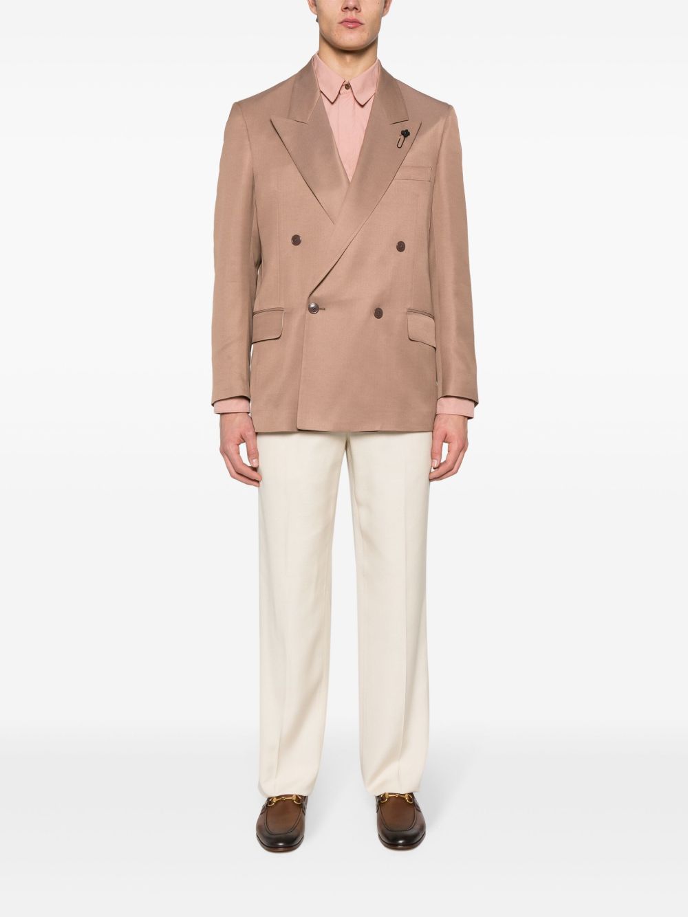 Men Blazers Maison-Kitsune Lardini double-breasted Blazer Neutrals