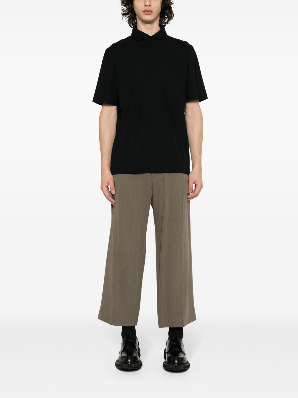 Maison-Kitsune Lardini Jersey Cotton Polo Shirt Black Men Polo Shirts
