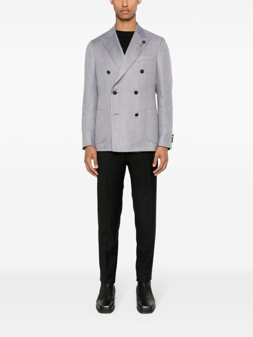 Lardini Mélange double-breasted Blazer Grey Maison-Kitsune Men Blazers