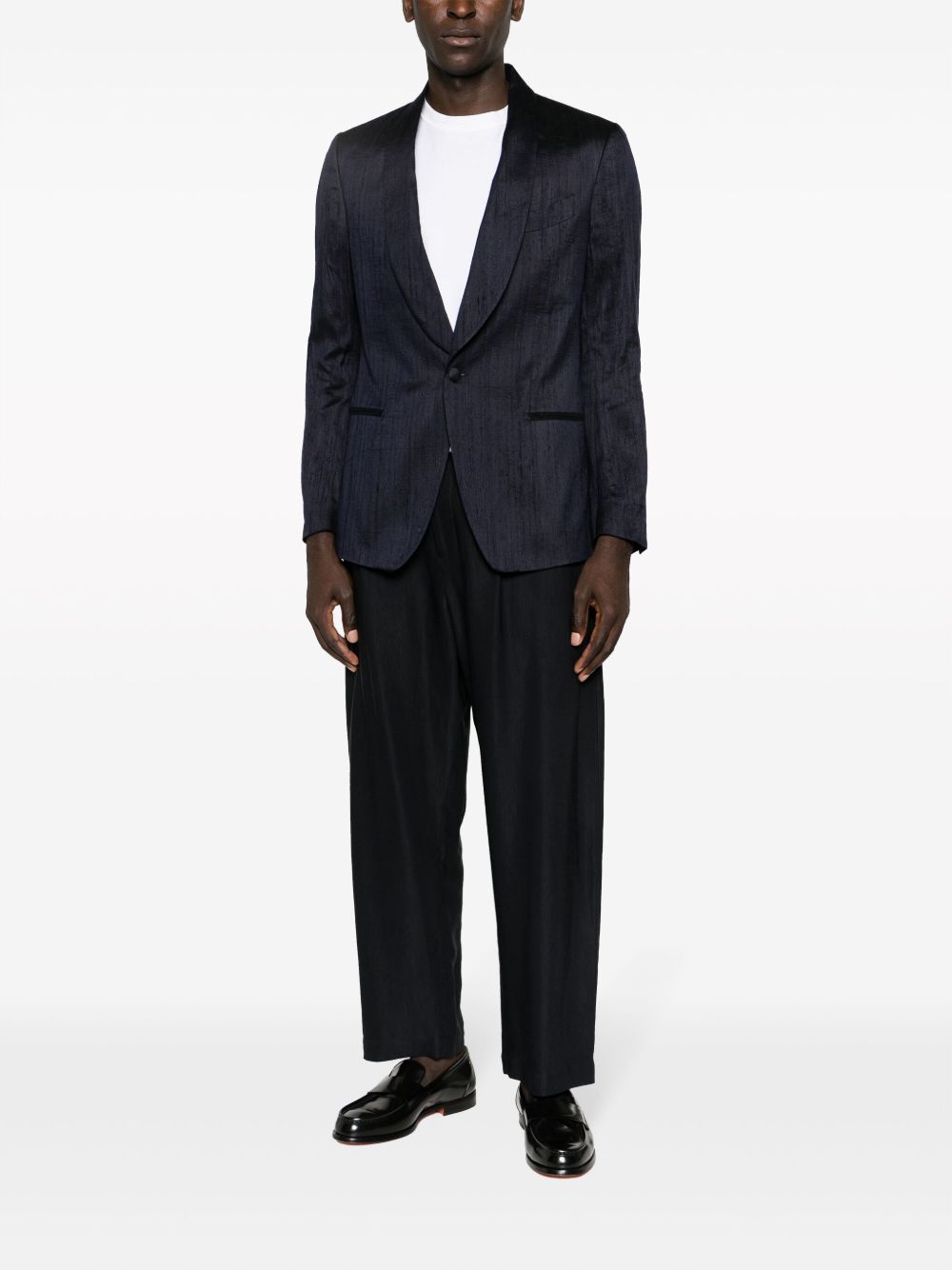 Maison-Kitsune Blazers Men Lardini single-breasted Silk Blazer Blue