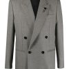 Maison-Kitsune Blazers Men Lardini micro-dot double-breasted Wool Blazer Black