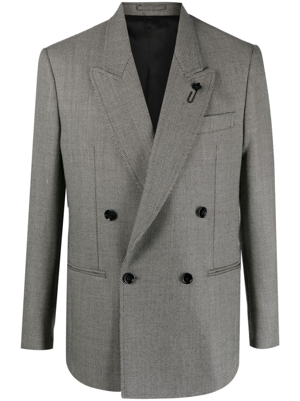 Maison-Kitsune Blazers Men Lardini micro-dot double-breasted Wool Blazer Black