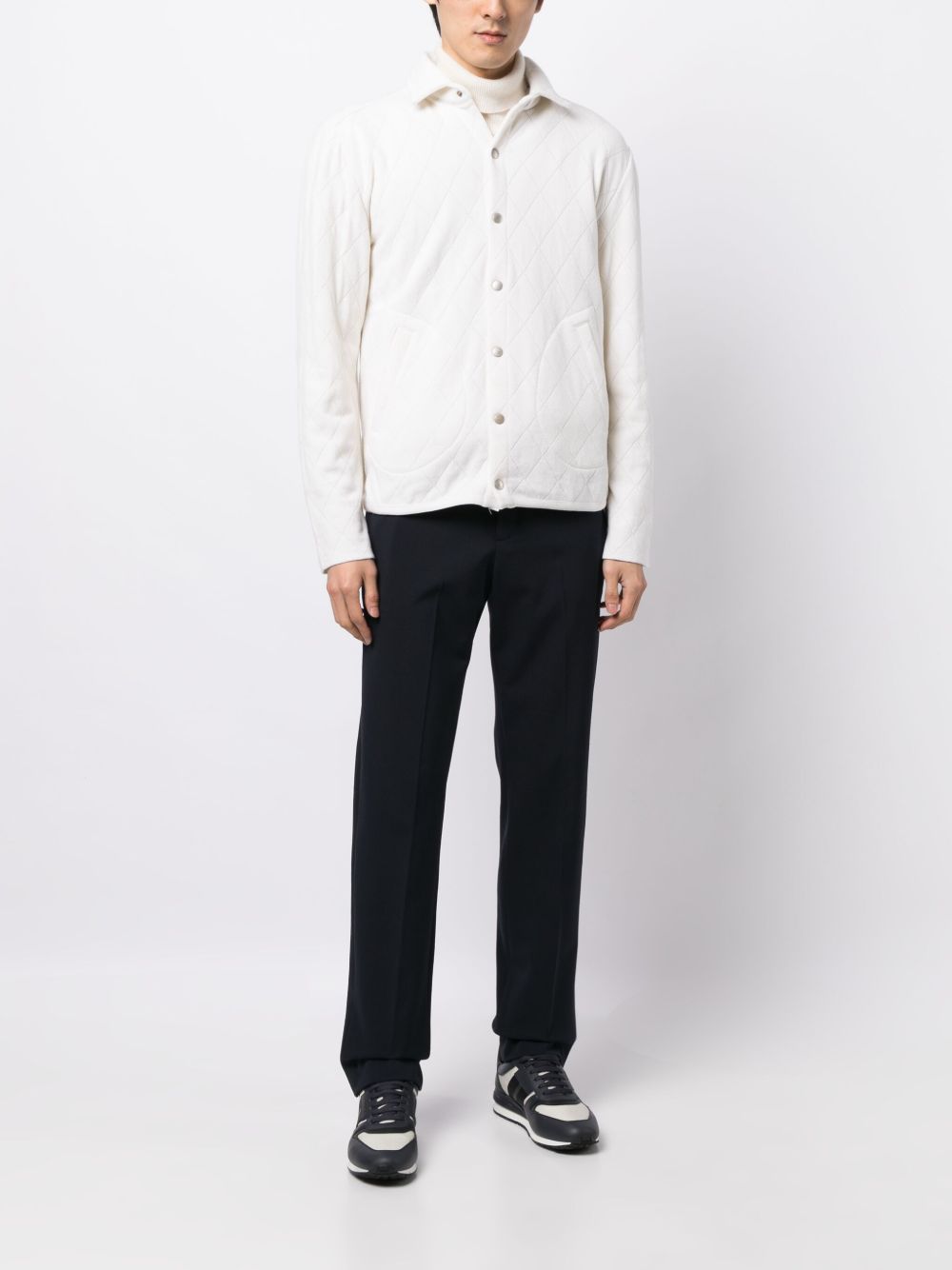 Lardini pointelle-knit Buttoned Jacket White Maison-Kitsune Men Shirt Jackets