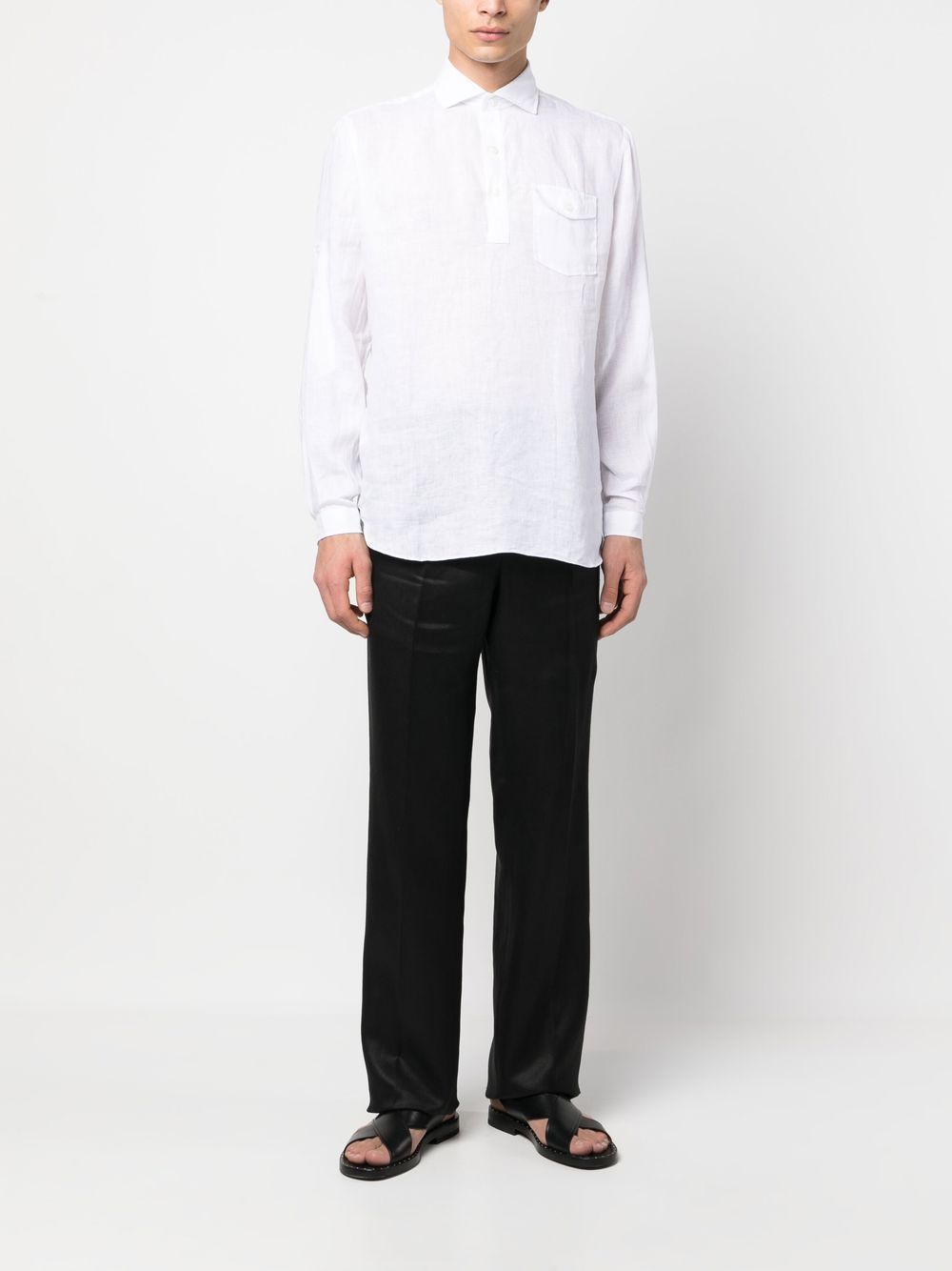Maison-Kitsune Lardini Linen long-sleeve Shirt White Men Shirts