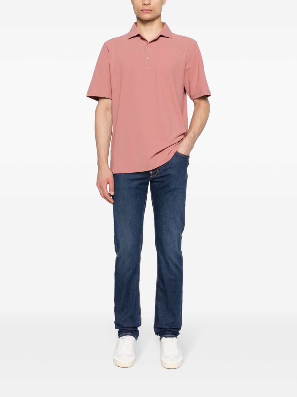 Men Polo Shirts Maison-Kitsune Lardini short-sleeve Cotton Polo Shirt Pink