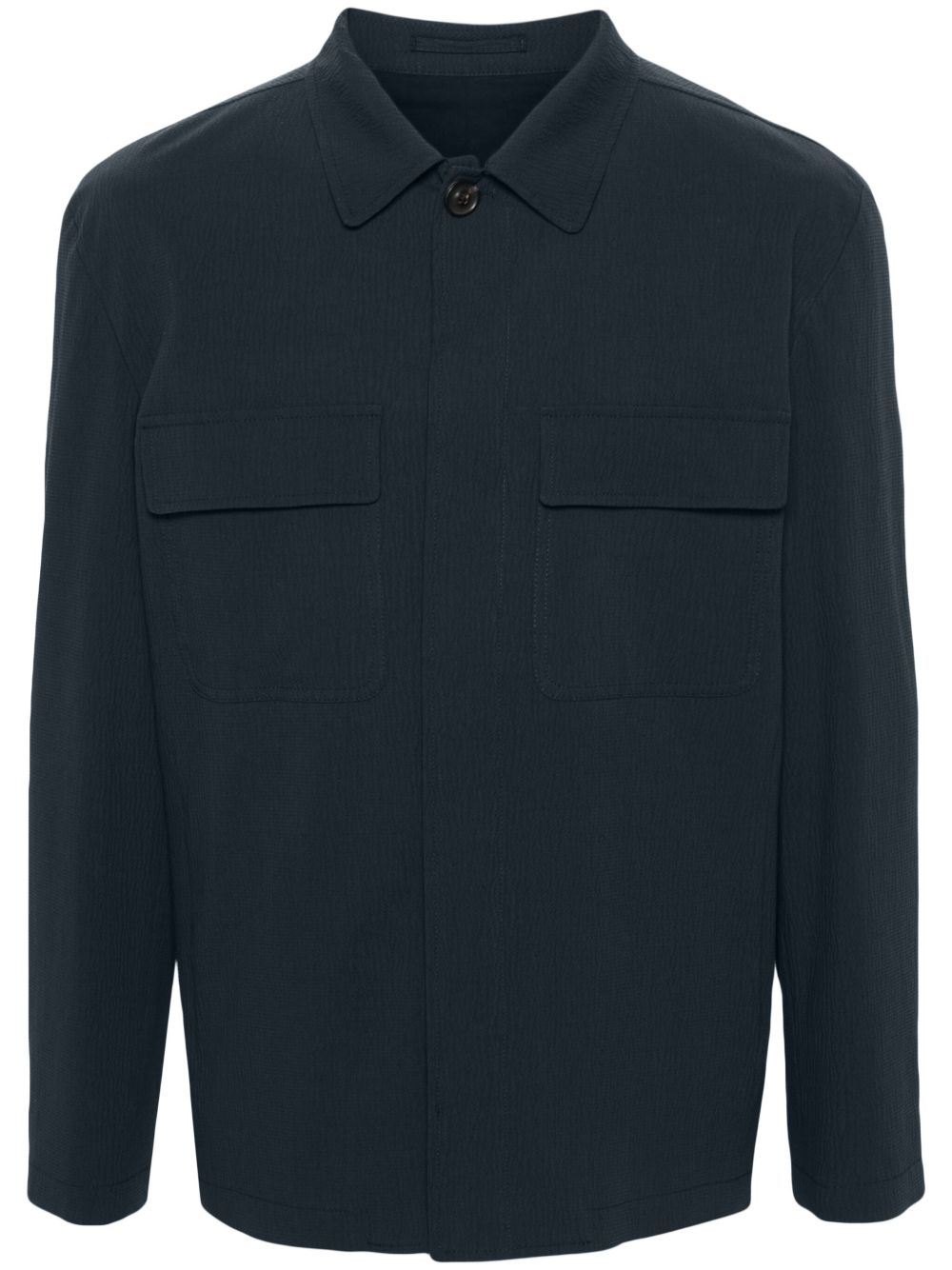 Men Shirt Jackets Maison-Kitsune Lardini Textured Cotton Shirt Jacket Blue
