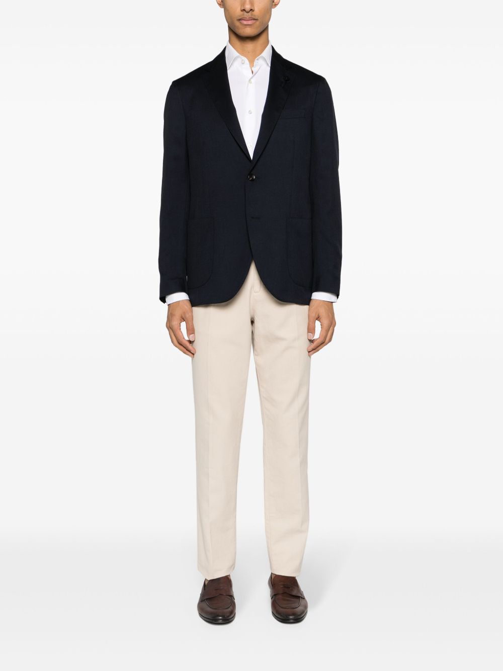 Maison-Kitsune Blazers Men Lardini single-breasted Twill Blazer Blue