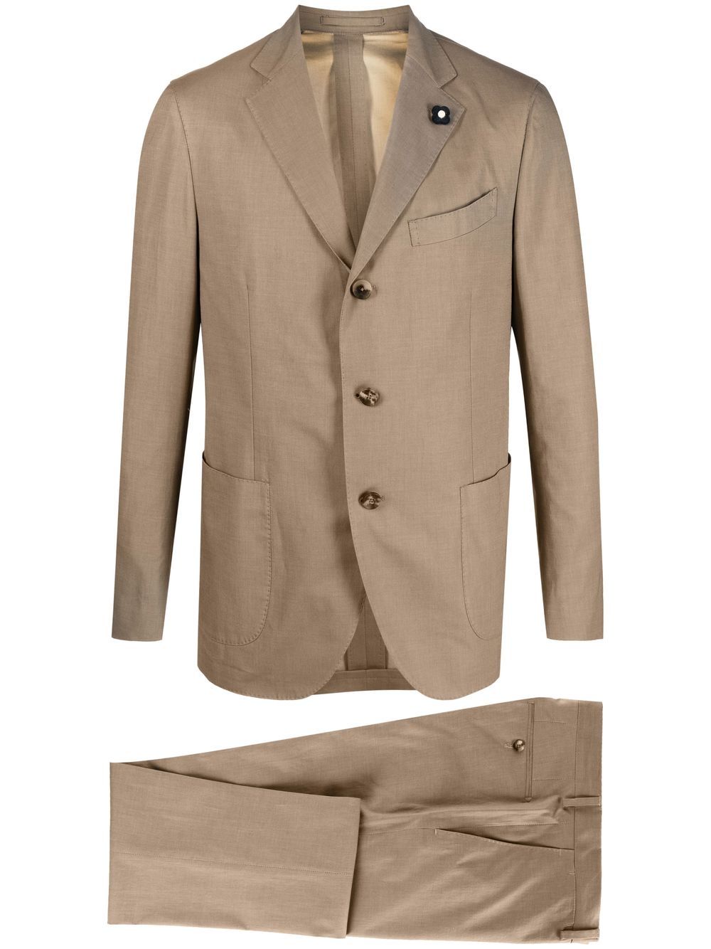 Men Single Breasted Suits Maison-Kitsune Lardini single-breasted two-piece Suit Brown
